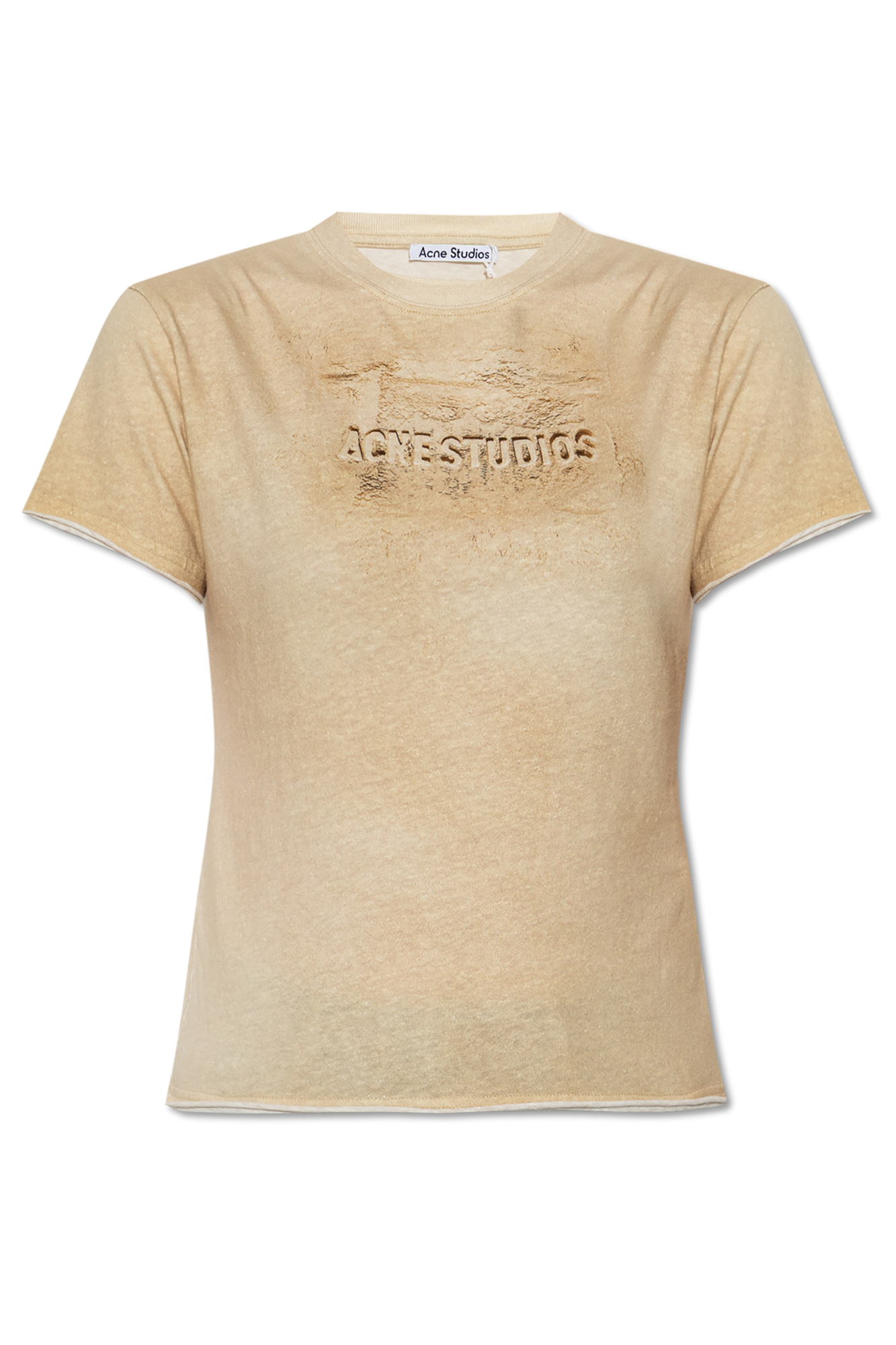 STUDIOUS / 3layered jersey top ベージュ Logo printed layered top in beige - Acne Studios | Mytheresa